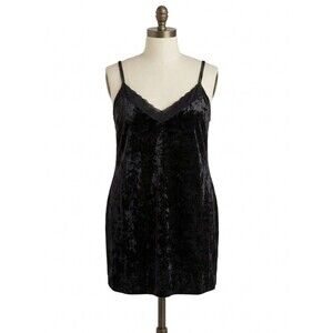 Torrid Black Crushed Velvet Lace Sleep Gown Plus Sz 2X  (18-20) Goth Slip Dress